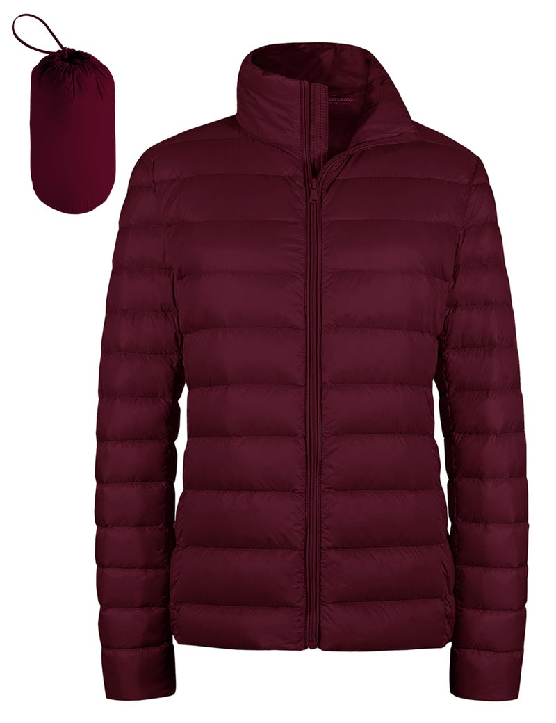 wantdo Women's Packable Ultra Light Weight Short Puffer Jacket (Wine Red, Large) - Image 1